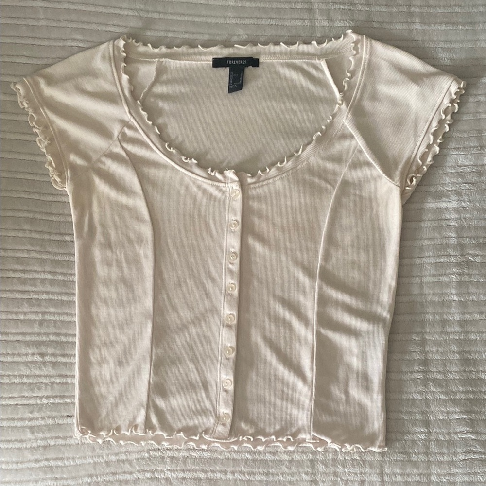 Cream Button-Up Women Top